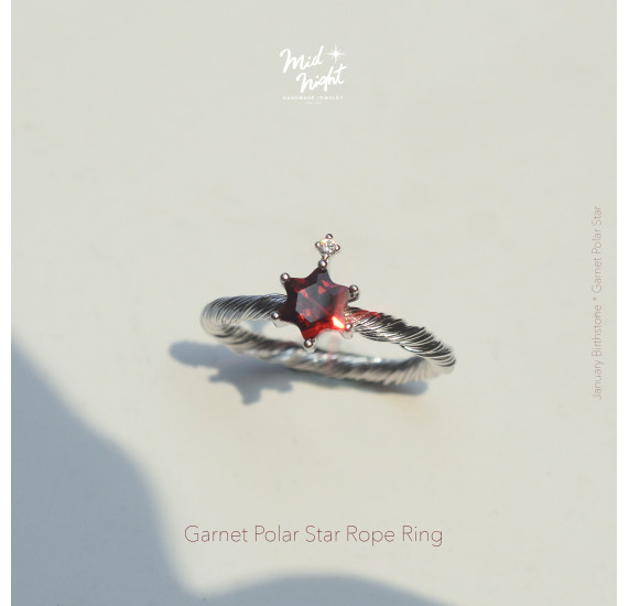 January Birthstone-Garnet Polar Star Rope Ring